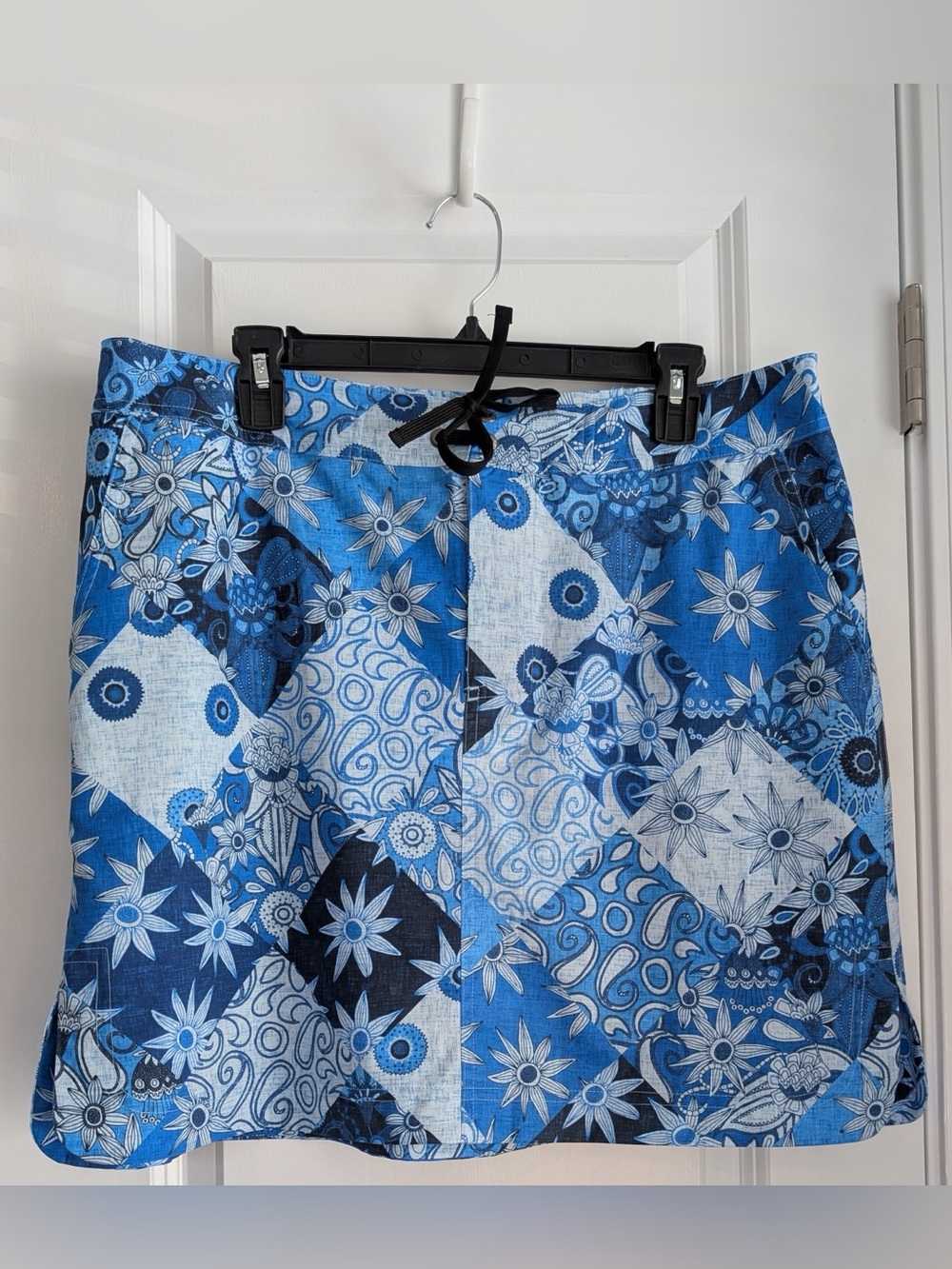 Rip Skirt Blue Floral Paisley Patchwork Blues Print Skirt Size XL